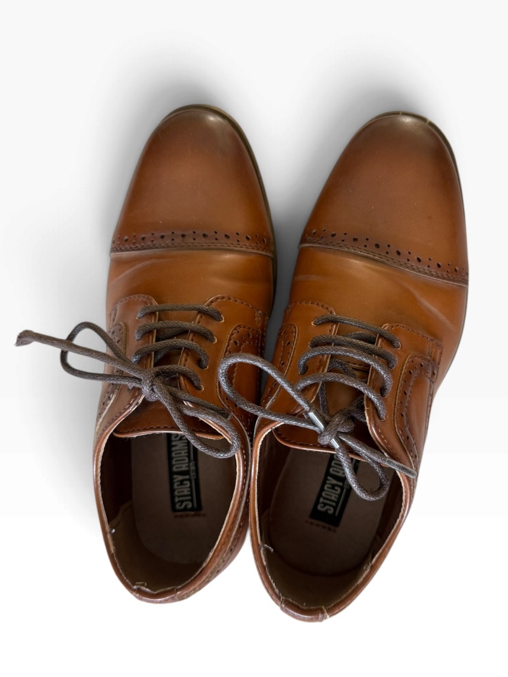 Stacy Adams Dickinson Boys 13M Cognac Cap Toe Oxford Dress Shoes